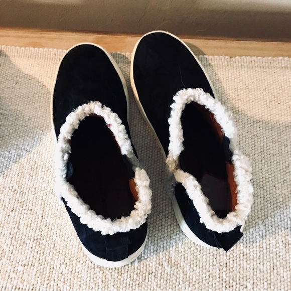 Lucky Brand athletic tennis shoes faux fur suede black white 8.5 - Picture 5 of 7